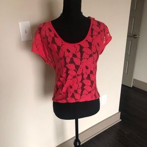 Xhilaration hot coral lace top Small